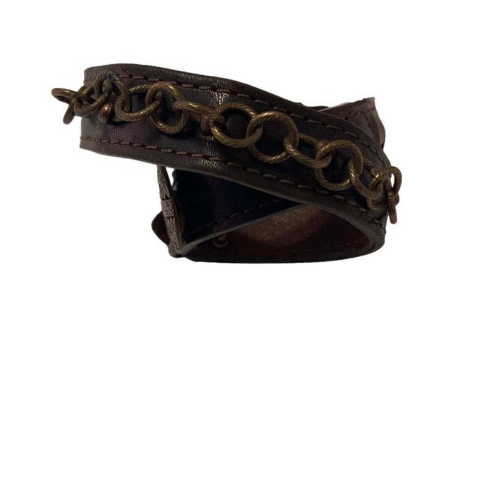 Artisan Leather and Metal Double Wrap Bracelet